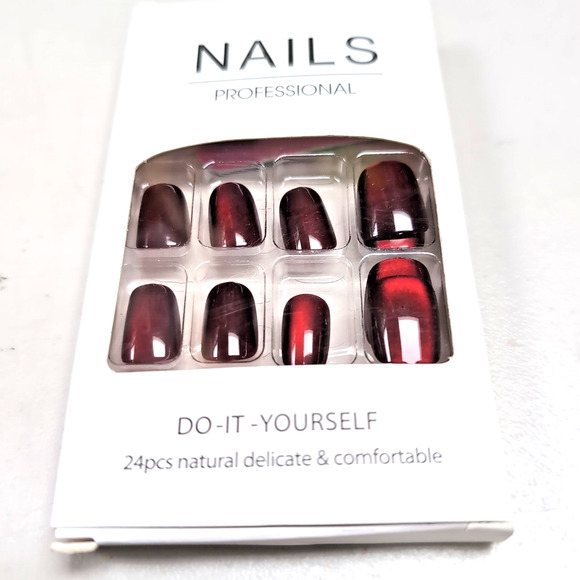Stick On Press On False Nails Lot Of 6 Packs Pink Blue Red White At Home #2 READ - Picture 10 of 13